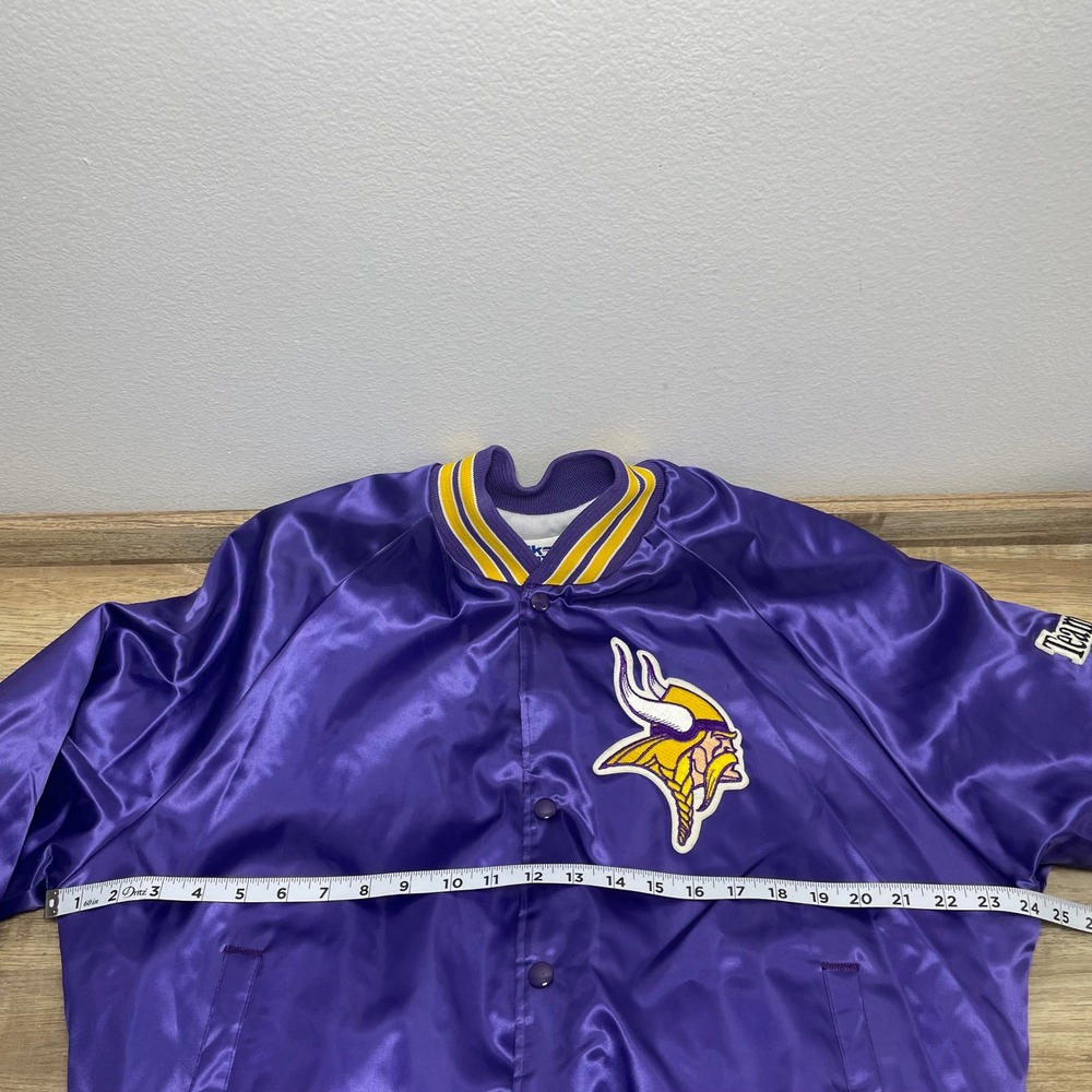 Vintage Chalk Line Minnesota Vikings NFL Satin Bomber Jacket Mens‎ Large Purple - Picture 6 of 7